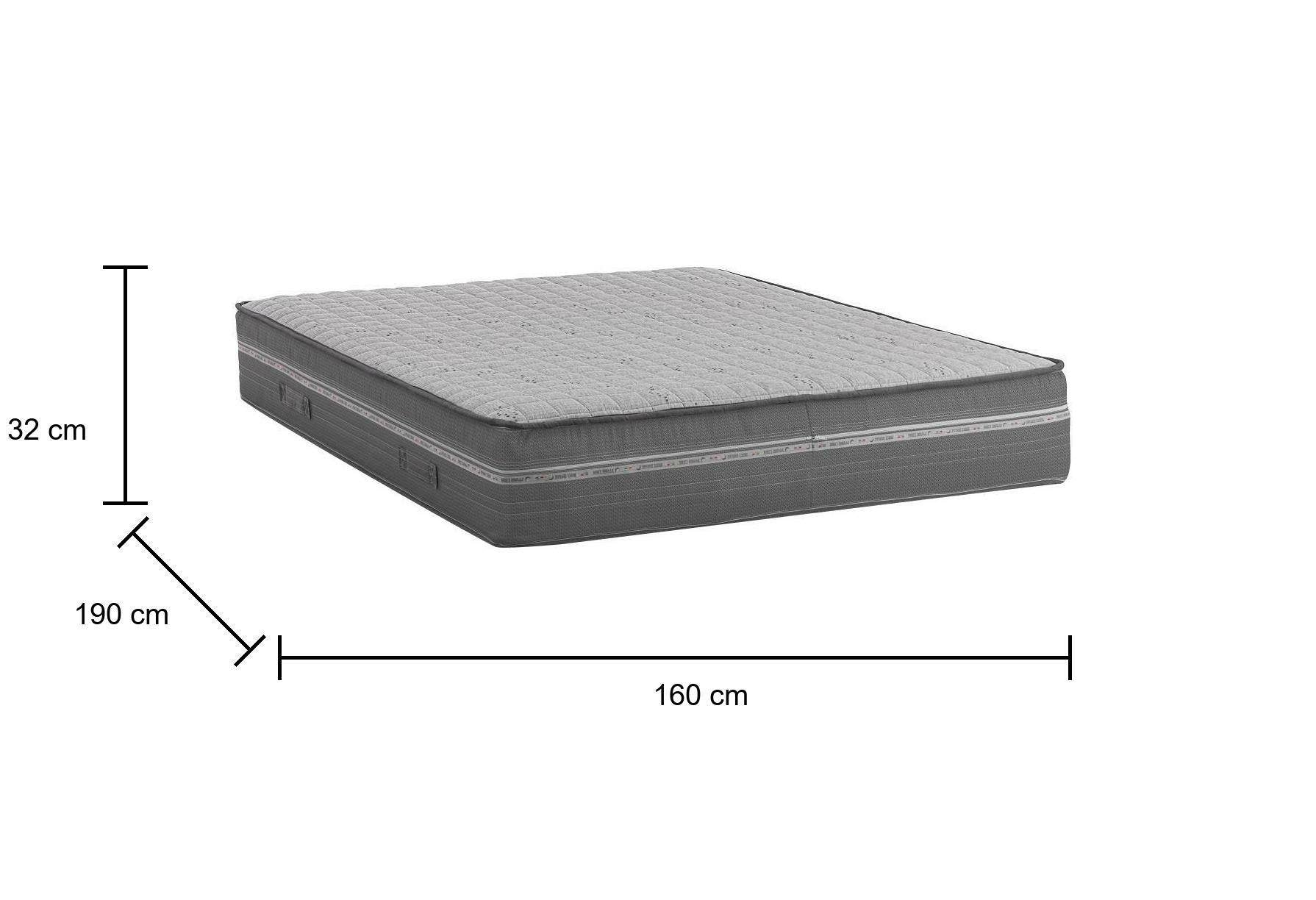 Amomali, Materasso Matrimoniale Sfoderabile Made in Italy, 190x160x32h cm Grigio