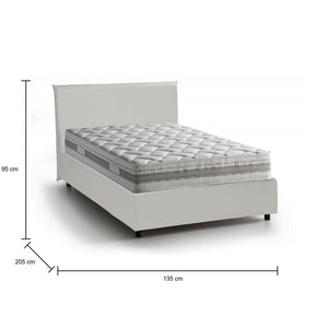 Letto piazza e mezza Ante, Letto contenitore con rivestimento in ecopelle, Made in Italy, Apertura frontale, con materasso cm 120x190 incluso, Bianco