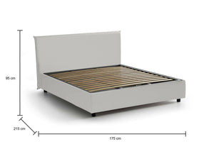 Letto matrimoniale Ariella, Letto contenitore con rivestimento in ecopelle, Made in Italy, Apertura frontale, adatto per materasso cm 160x200, Bianco