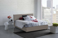 Letto matrimoniale Ariella, Letto contenitore con rivestimento in ecopelle, Made in Italy, Apertura frontale, adatto per materasso cm 160x200, Tortora