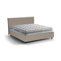 Letto matrimoniale Hackmanite, Letto contenitore con rivestimento in ecopelle, Made in Italy, Apertura frontale, con materasso cm 160x200 incluso, Tortora