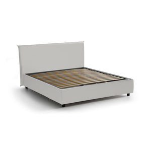 Letto matrimoniale Scolecite, Letto contenitore con rivestimento in ecopelle, Made in Italy, Apertura frontale, adatto per materasso cm 160x190, Bianco