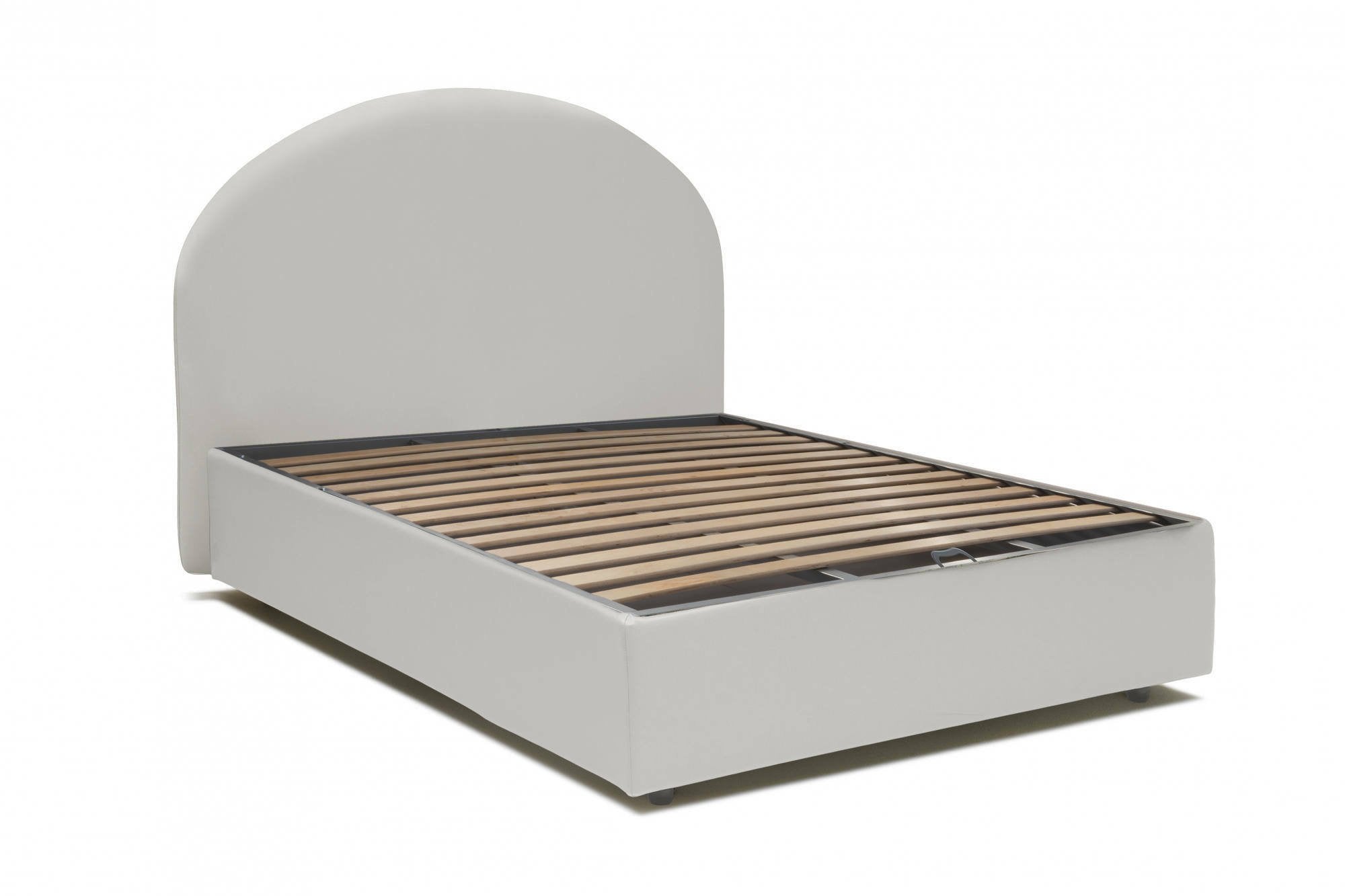 Letto piazza e mezza Aquanette, Letto contenitore con rivestimento in ecopelle, Made in Italy, Apertura frontale, adatto per materasso cm 120x190, Bianco