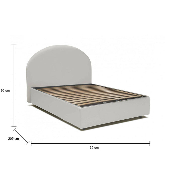 Letto piazza e mezza Aquanette, Letto contenitore con rivestimento in ecopelle, Made in Italy, Apertura frontale, adatto per materasso cm 120x190, Bianco