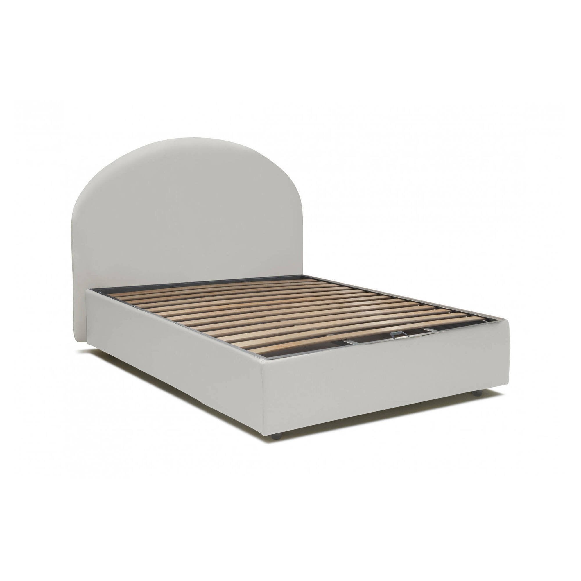 Letto piazza e mezza Aquanette, Letto contenitore con rivestimento in ecopelle, Made in Italy, Apertura frontale, adatto per materasso cm 120x190, Bianco