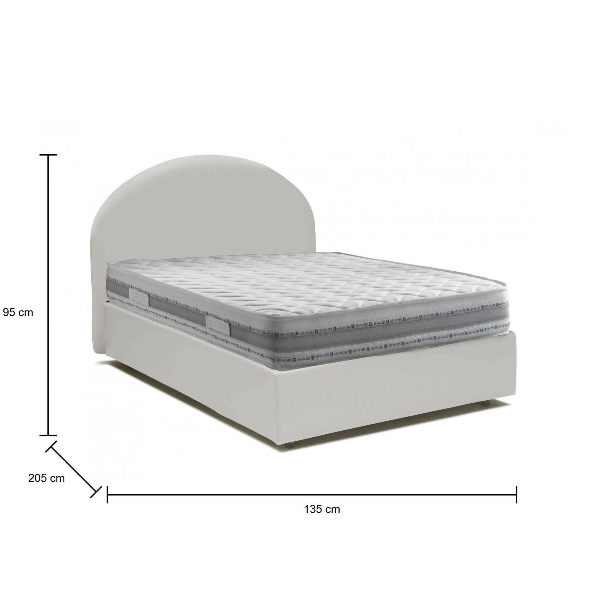 Ambher, Letto Piazza e Mezza Materasso Incluso Made in Italy, Bianco