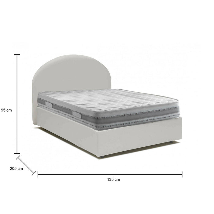 Ambher, Letto Piazza e Mezza Materasso Incluso Made in Italy, Bianco