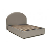 Letto piazza e mezza Aquanette, Letto contenitore con rivestimento in ecopelle, Made in Italy, Apertura frontale, adatto per materasso cm 120x190, Tortora