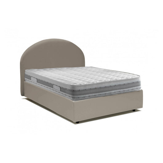 Letto piazza e mezza Ambher, Letto contenitore con rivestimento in ecopelle, Made in Italy, Apertura frontale, con materasso cm 120x190 incluso, Tortora