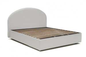 Letto matrimoniale Alastorn, Letto contenitore con rivestimento in ecopelle, Made in Italy, Apertura frontale, adatto per materasso cm 160x190, Bianco