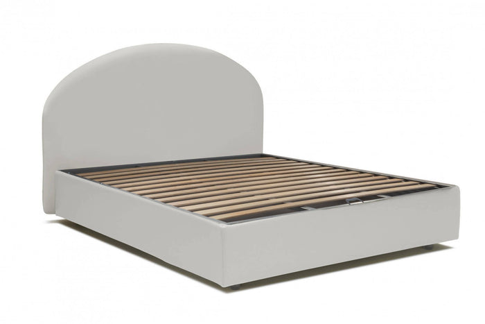 Letto matrimoniale Adelfia, Letto contenitore con rivestimento in ecopelle, Made in Italy, Apertura frontale, con materasso cm 160x190 incluso, Bianco