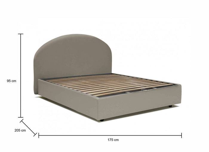 Letto matrimoniale Alastorn, Letto contenitore con rivestimento in ecopelle, Made in Italy, Apertura frontale, adatto per materasso cm 160x190, Tortora