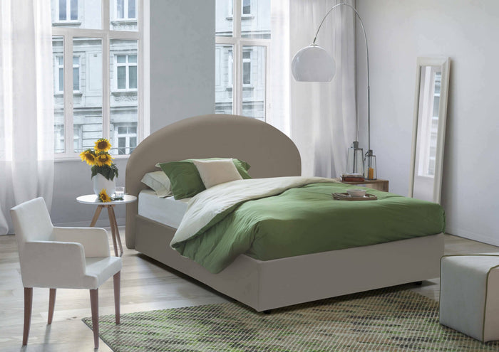 Letto matrimoniale Alastorn, Letto contenitore con rivestimento in ecopelle, Made in Italy, Apertura frontale, adatto per materasso cm 160x190, Tortora