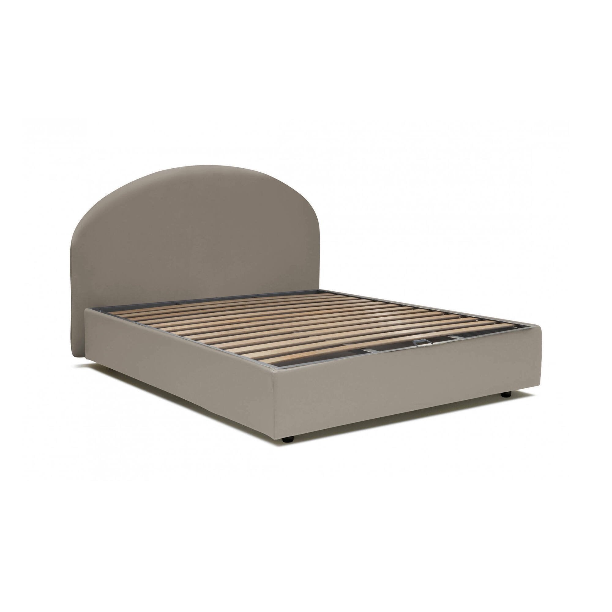 Letto matrimoniale Alastorn, Letto contenitore con rivestimento in ecopelle, Made in Italy, Apertura frontale, adatto per materasso cm 160x190, Tortora