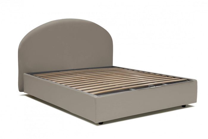 Letto matrimoniale Adelfia, Letto contenitore con rivestimento in ecopelle, Made in Italy, Apertura frontale, con materasso cm 160x190 incluso, Tortora