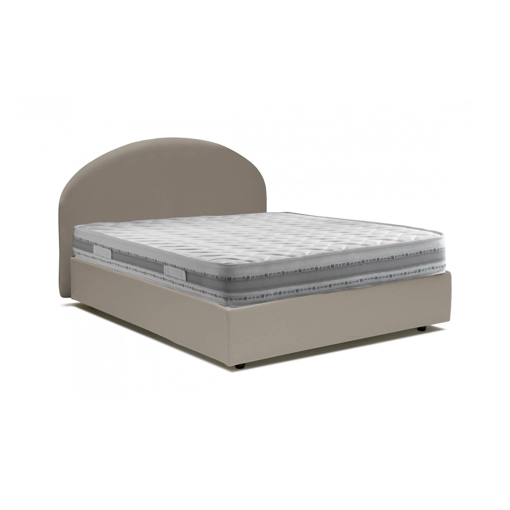 Letto matrimoniale Adelfia, Letto contenitore con rivestimento in ecopelle, Made in Italy, Apertura frontale, con materasso cm 160x190 incluso, Tortora