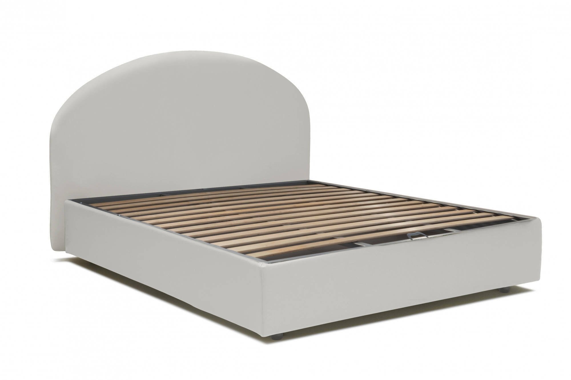 Letto matrimoniale Ayur, Letto contenitore con rivestimento in ecopelle, Made in Italy, Apertura frontale, con materasso cm 160x200 incluso, Bianco