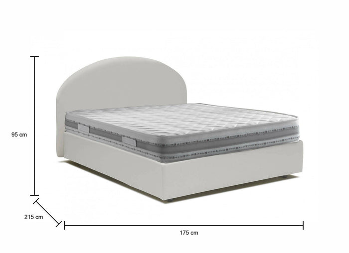 Letto matrimoniale Ayur, Letto contenitore con rivestimento in ecopelle, Made in Italy, Apertura frontale, con materasso cm 160x200 incluso, Bianco