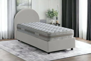 Letto singolo Aglie, Letto contenitore con rivestimento in ecopelle, Made in Italy, Apertura laterale, adatto per materasso cm 80x190, Bianco