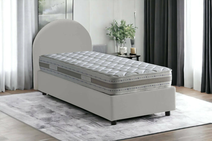 Letto singolo Aglie, Letto contenitore con rivestimento in ecopelle, Made in Italy, Apertura laterale, adatto per materasso cm 80x190, Bianco