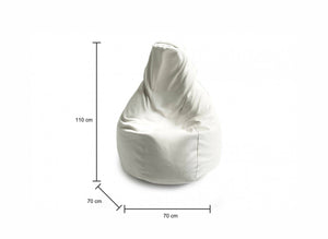 Pouf Asino, Pouf a sacco, 100% Made in Italy, Poltrona a sacco in ecopelle, cm 70x70h110, Bianco