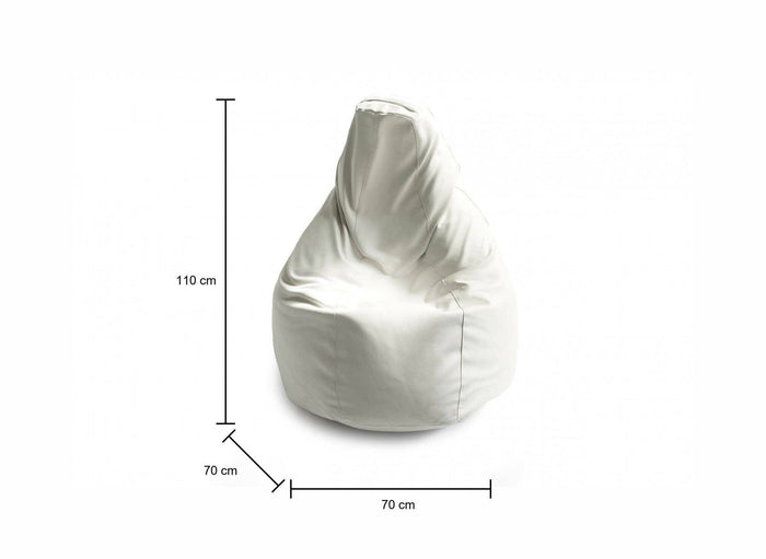 Pouf Asino, Pouf a sacco, 100% Made in Italy, Poltrona a sacco in ecopelle, cm 70x70h110, Bianco