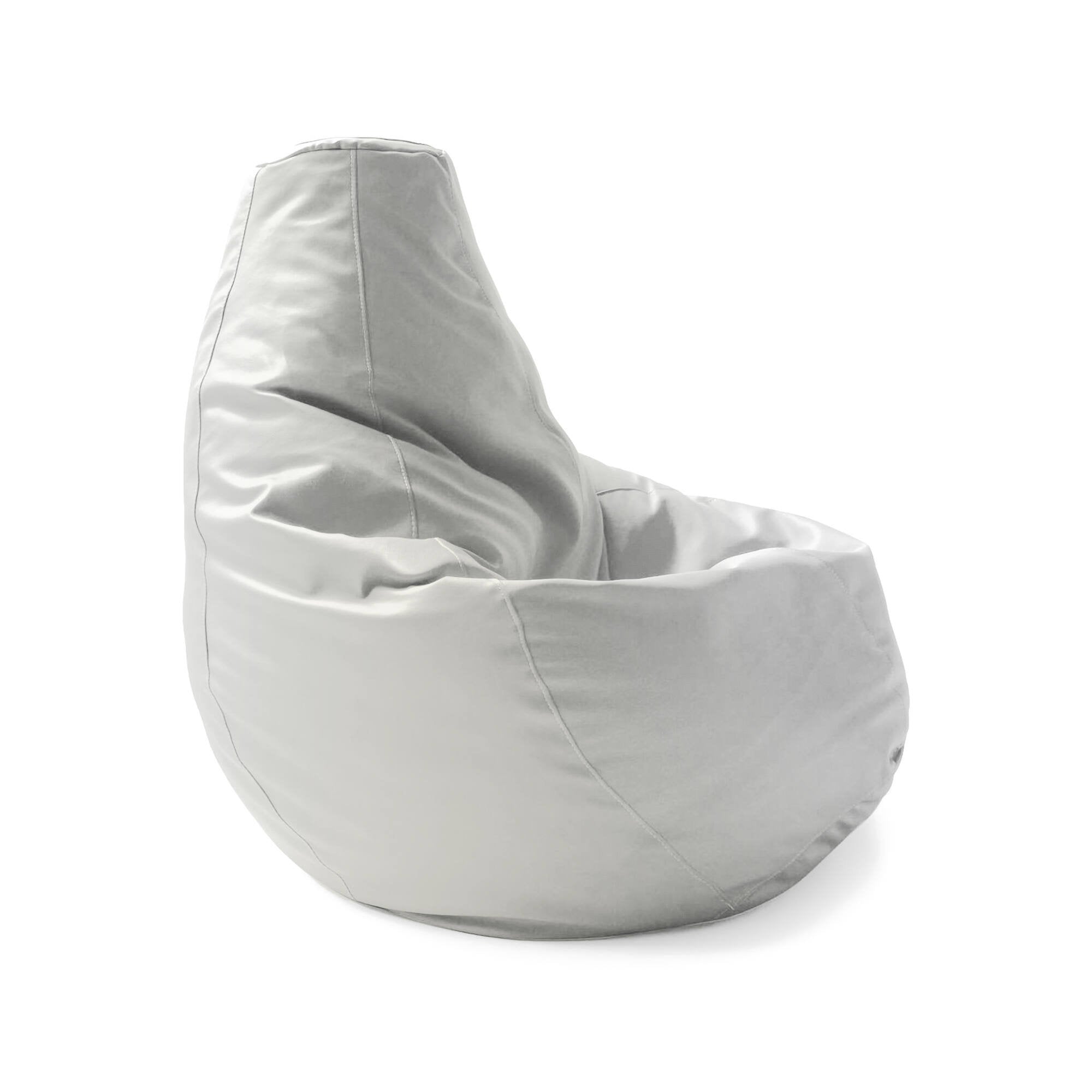 Pouf Asino, Pouf a sacco, 100% Made in Italy, Poltrona a sacco in ecopelle, cm 70x70h110, Bianco