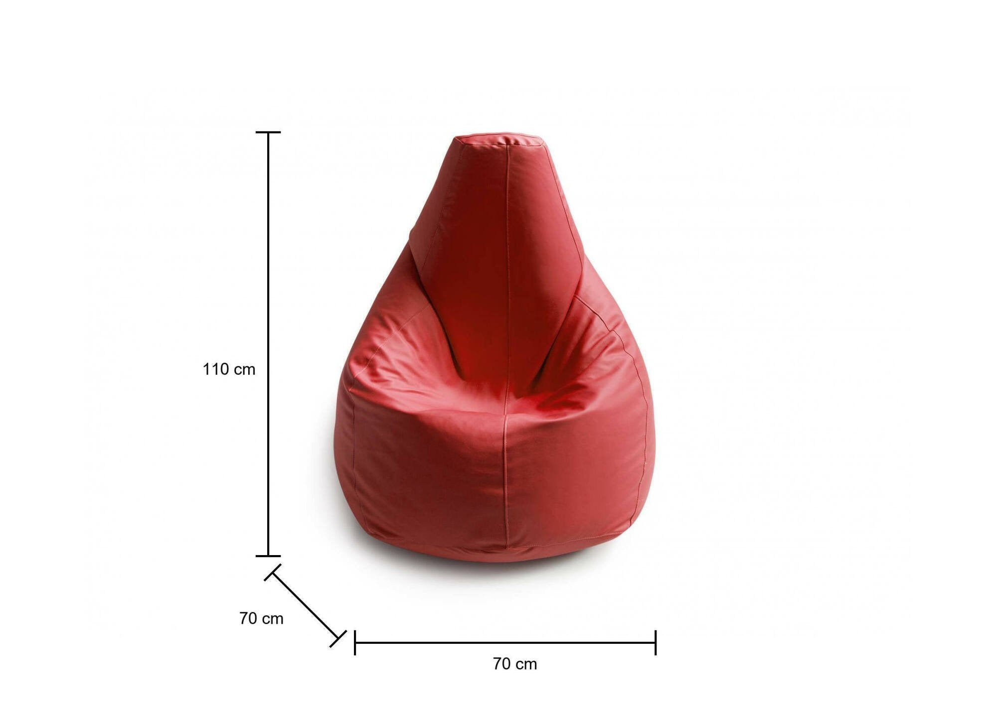 Pouf Asino, Pouf a sacco, 100% Made in Italy, Poltrona a sacco in ecopelle, cm 70x70h110, Rosso