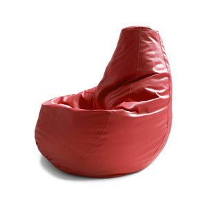 Pouf Asino, Pouf a sacco, 100% Made in Italy, Poltrona a sacco in ecopelle, cm 70x70h110, Rosso