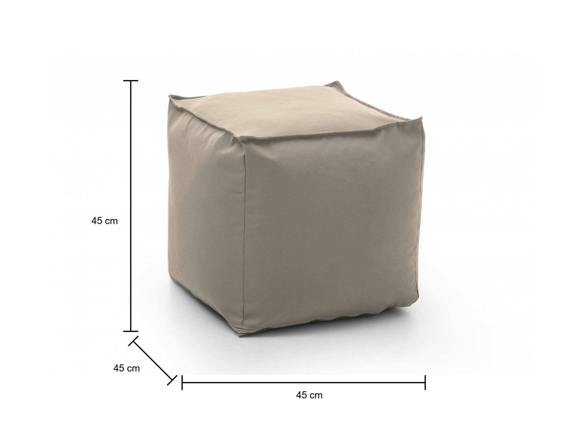 Pouf Aron, Pouf multifunzione, 100% Made in Italy, Poltroncina relax in tessuto imbottito, cm 45x45h45, Beige