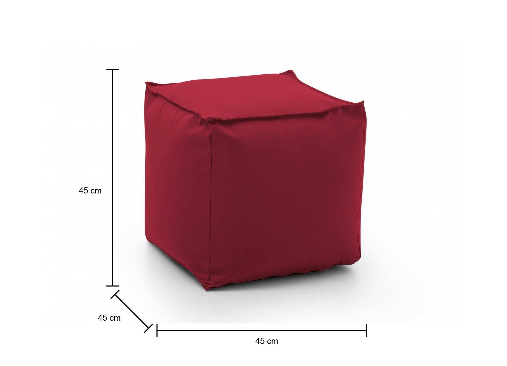 Pouf Aron, Pouf multifunzione, 100% Made in Italy, Poltroncina relax in tessuto imbottito, cm 45x45h45, Rosso