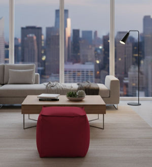 Pouf Aron, Pouf multifunzione, 100% Made in Italy, Poltroncina relax in tessuto imbottito, cm 45x45h45, Rosso