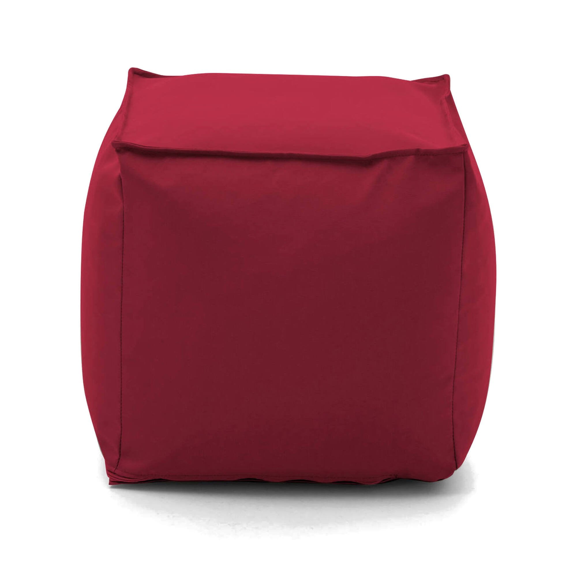 Pouf Aron, Pouf multifunzione, 100% Made in Italy, Poltroncina relax in tessuto imbottito, cm 45x45h45, Rosso