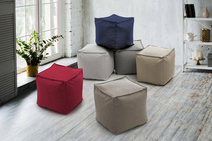 Pouf Aron, Pouf multifunzione, 100% Made in Italy, Poltroncina relax in tessuto imbottito, cm 45x45h45, Blu