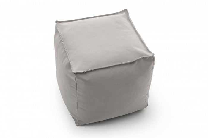 Pouf Aron, Pouf multifunzione, 100% Made in Italy, Poltroncina relax in tessuto imbottito, cm 45x45h45, Bianco