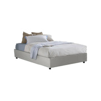 Letto piazza e mezza Arbo, Letto contenitore con rivestimento in ecopelle, Made in Italy, Apertura frontale, adatto per materasso cm 120x190, Bianco