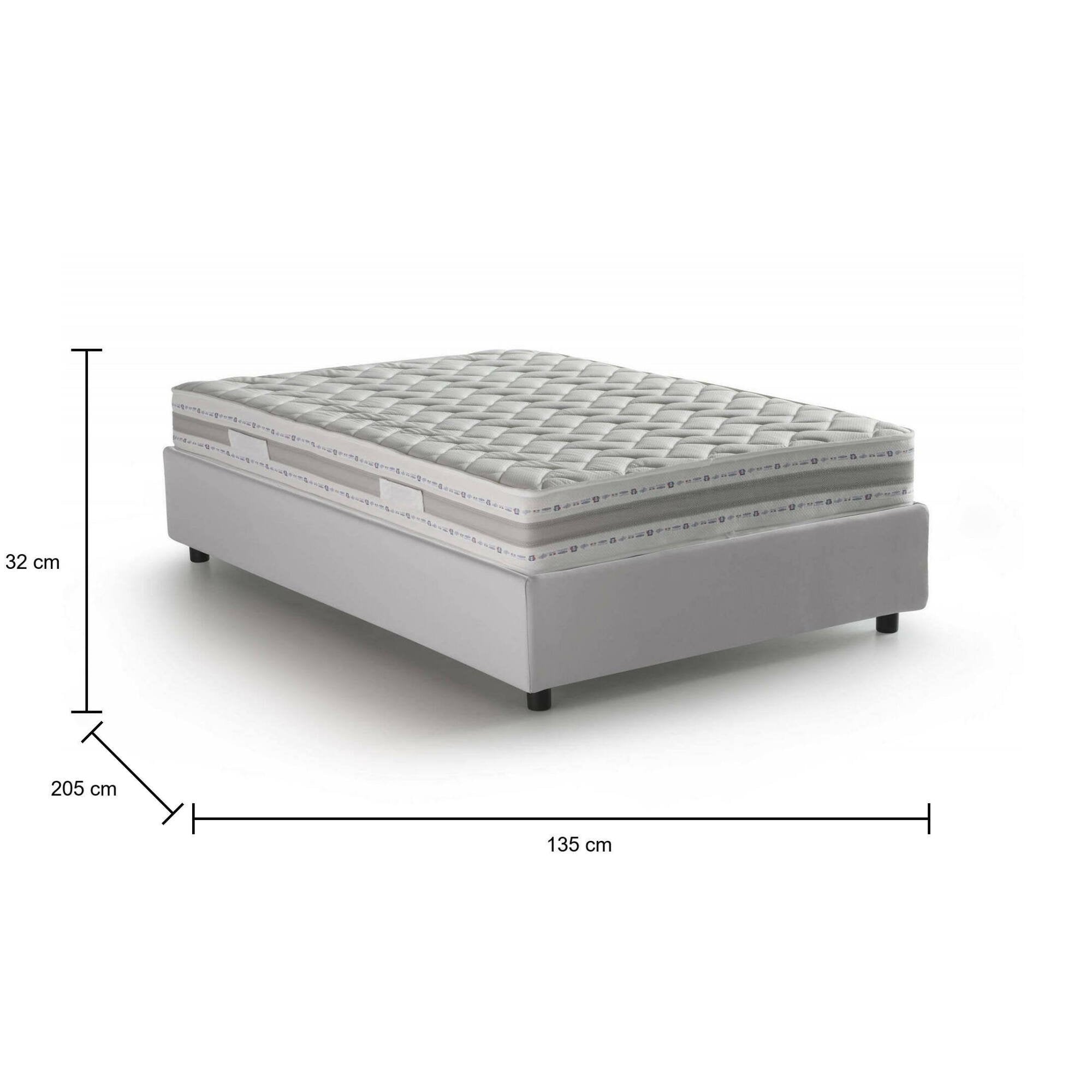 Letto piazza e mezza Anahi, Letto contenitore con rivestimento in ecopelle, Made in Italy, Apertura frontale, con materasso cm 120x190 incluso, Bianco