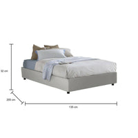 Letto piazza e mezza Alan, Letto contenitore con rivestimento in ecopelle, Made in Italy, Apertura laterale, adatto per materasso cm 120x190, Bianco