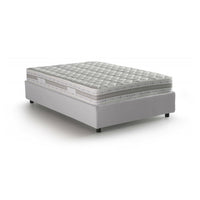 Letto piazza e mezza Atar, Letto contenitore con rivestimento in ecopelle, Made in Italy, Apertura laterale, con materasso cm 120x190 incluso, Bianco