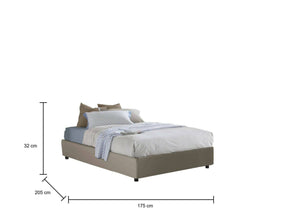 Letto matrimoniale Abul, Letto contenitore con rivestimento in ecopelle, Made in Italy, Apertura frontale, adatto per materasso cm 160x190, Tortora