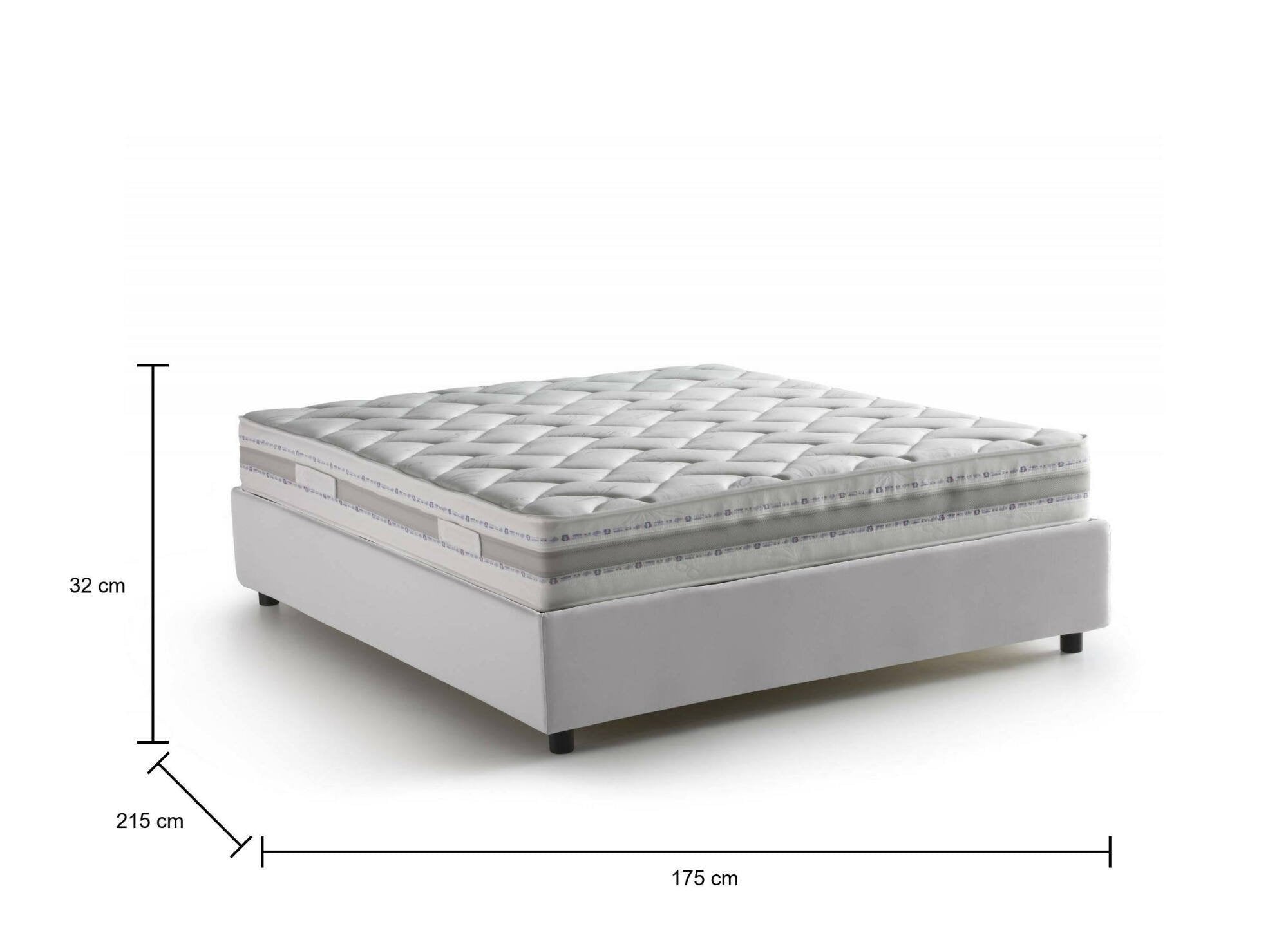 Letto matrimoniale Aluin, Letto contenitore con rivestimento in ecopelle, Made in Italy, Apertura frontale, con materasso cm 160x200 incluso, Bianco