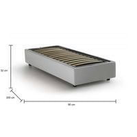 Letto singolo Alarita, Letto contenitore con rivestimento in ecopelle, Made in Italy, Apertura frontale, adatto per materasso cm 80x190, Bianco