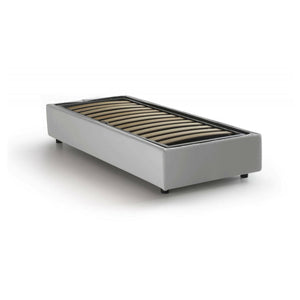 Letto singolo Alarita, Letto contenitore con rivestimento in ecopelle, Made in Italy, Apertura frontale, adatto per materasso cm 80x190, Bianco