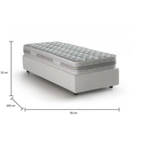 Letto singolo Andry, Letto contenitore con rivestimento in ecopelle, Made in Italy, Apertura frontale, con materasso cm 80x190 incluso, Bianco