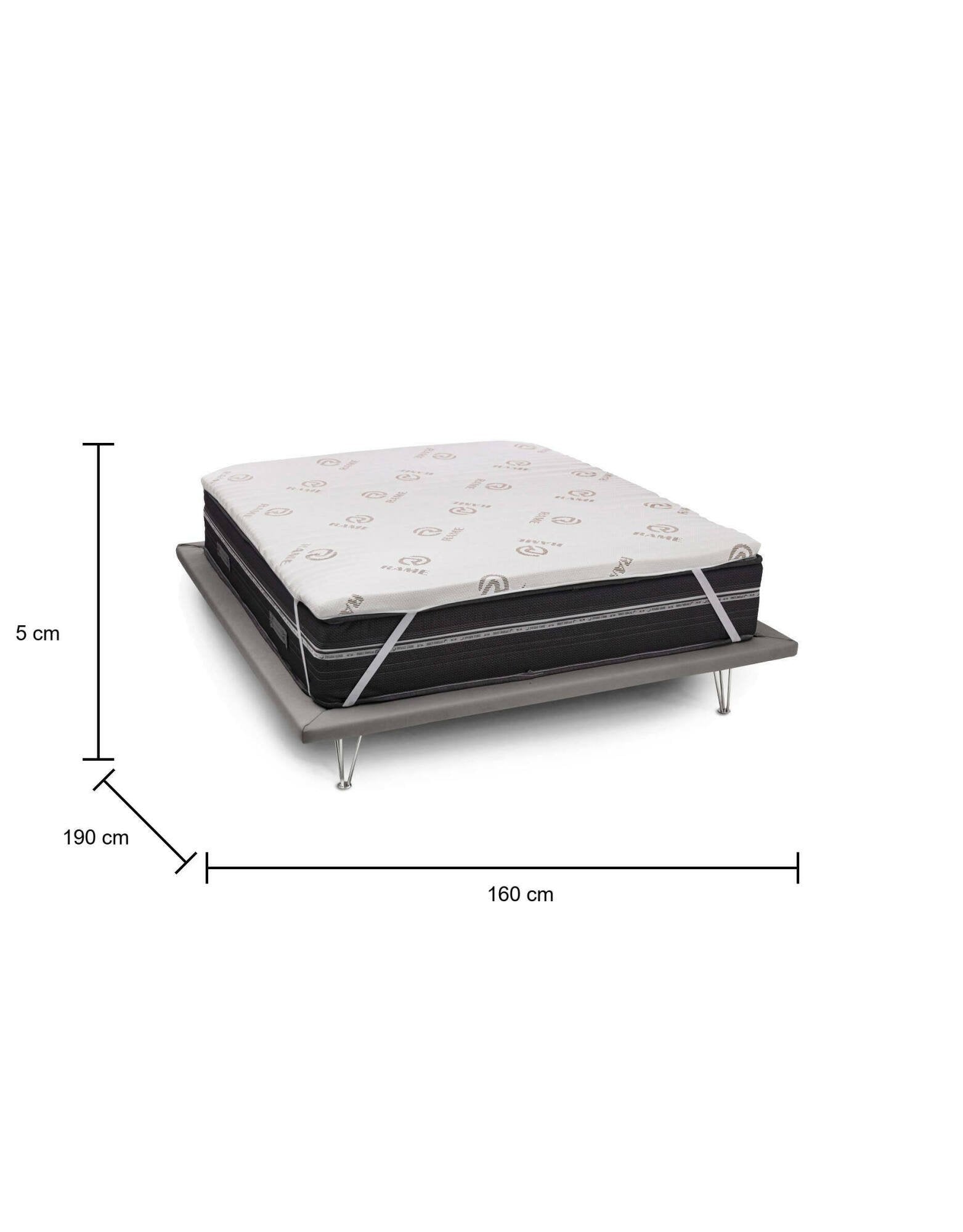 Topper matrimoniale Afella, Topper rinnova materasso sfoderabile in Memory Foam e fibre di Rame, 100% Made in Italy, Antiacaro e Anallergico, cm 160x190 h5