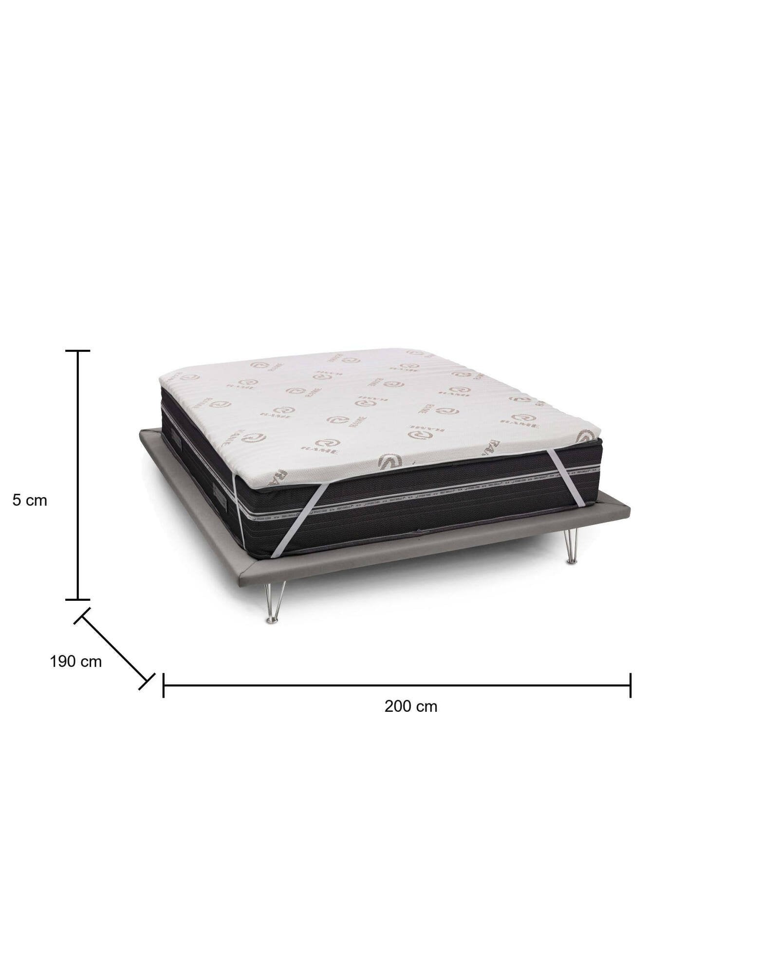 Topper matrimoniale Afella, Topper rinnova materasso sfoderabile in Memory Foam e fibre di Rame, 100% Made in Italy, Antiacaro e Anallergico, cm 160x200 h5