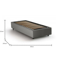 Letto singolo Ava, Letto contenitore con rivestimento in tessuto, Made in Italy, Apertura frontale, adatto per materasso cm 80x200, Grigio