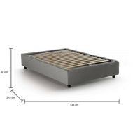 Letto piazza e mezza Andla, Letto contenitore con rivestimento in tessuto, Made in Italy, Apertura frontale, adatto per materasso cm 120x200, Grigio