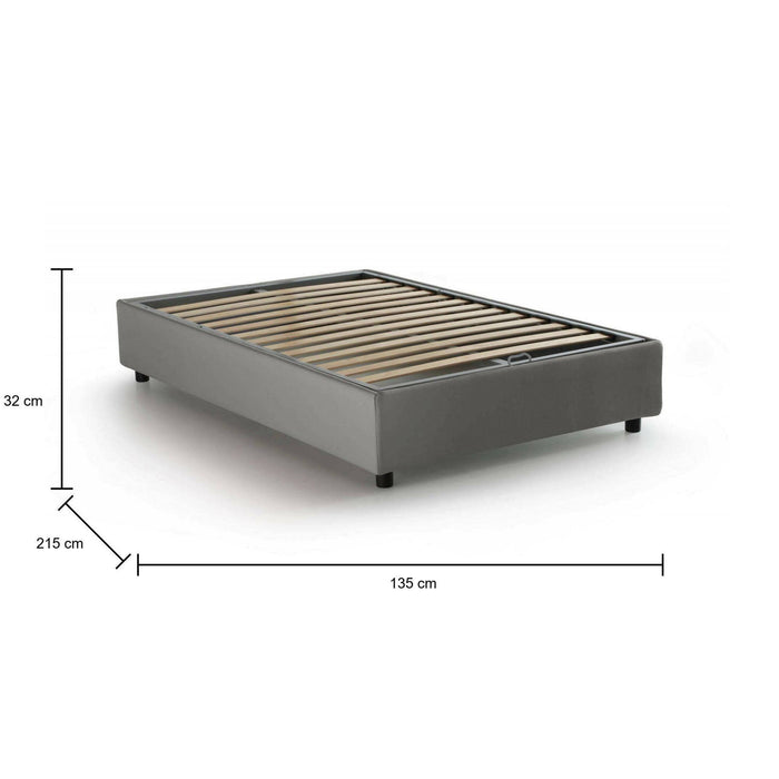 Letto piazza e mezza Andla, Letto contenitore con rivestimento in tessuto, Made in Italy, Apertura frontale, adatto per materasso cm 120x200, Grigio