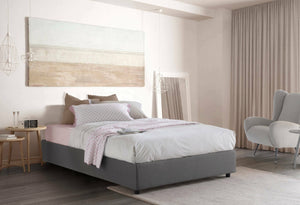 Letto piazza e mezza Andla, Letto contenitore con rivestimento in tessuto, Made in Italy, Apertura frontale, adatto per materasso cm 120x200, Grigio